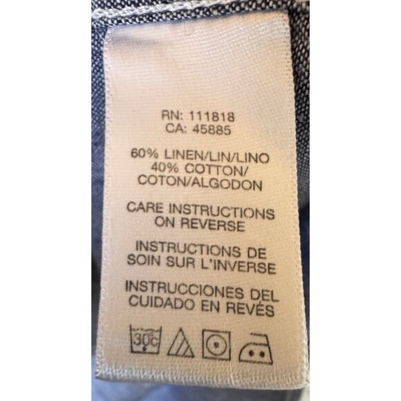 Michael Kors Shirt Men XL Blue Linen Cotton Blend Tailored Classic Fit Casual - Picture 9 of 9